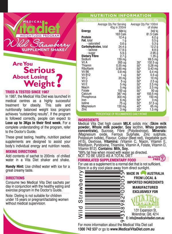 Vita Diet Wild Strawberry Shakes Box 14