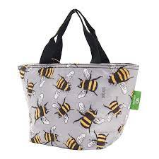 ECO CHIC Lunch Cooler Bag Grey Bees