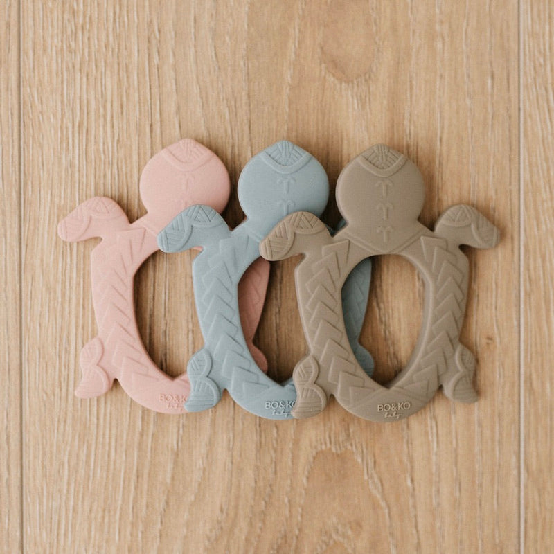 BO&KO Polynesian Turtle Teether Duck Egg Blue