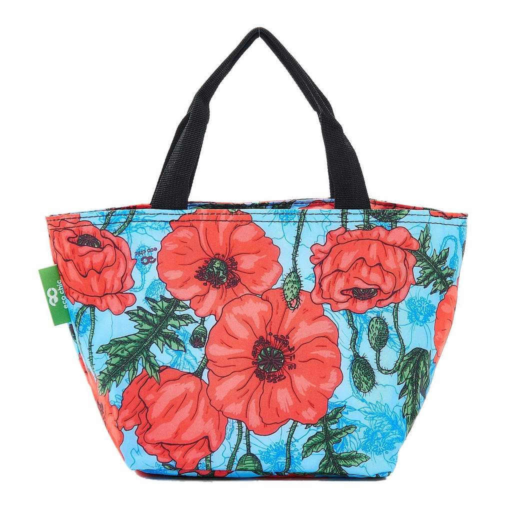 ECO CHIC Lunch Cooler Bag Green Poppies