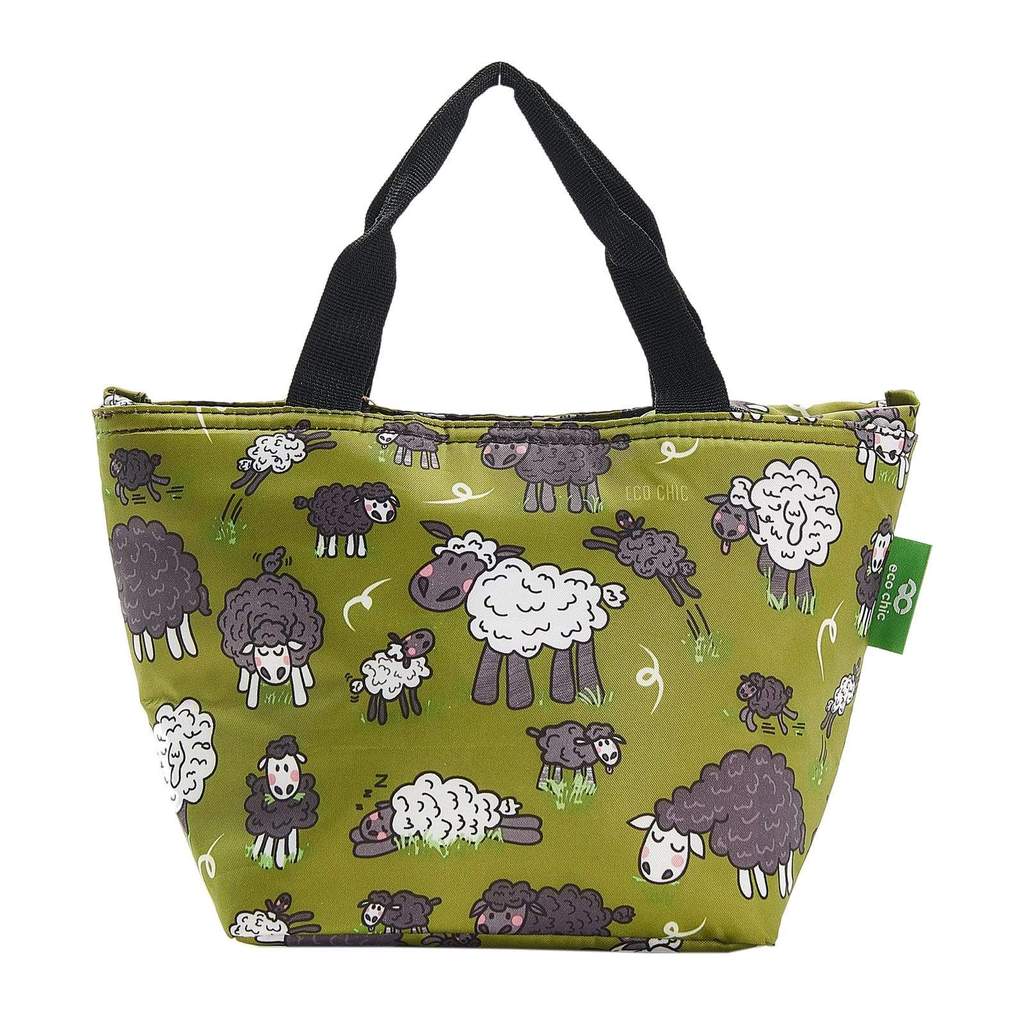 ECO CHIC Lunch Cooler Bag Green Sheep