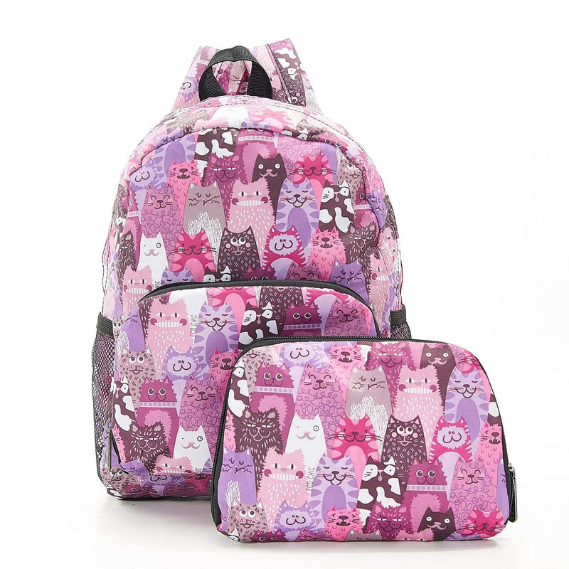 ECO CHIC Mini Backpack Purple Cats