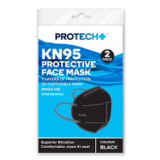 PROTECH KN95 Mask Black 2pk