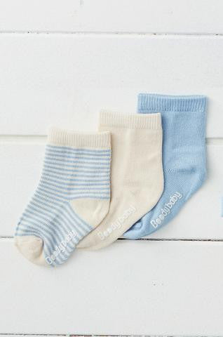 Boody Baby Socks 3pr Chalk/Sky 3-6mth